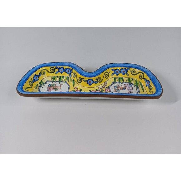 Kelvin Chen Enameled Eyeglasses Holder Tray 2001 No 336 Floral Asian Tea Party - Picture 5 of 8